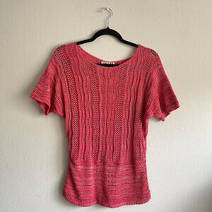 ✨SOLD✨ Vintage Knitwear Women's Short Sleeve Top Medium Pink Boho Festival